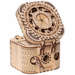 Robo time ROKR 3D Wooden Puzzle Storage Box Password Treasure Box Model Building Kit Toys for Children LK502 (Option: Treasure Box)