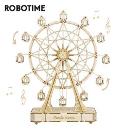 Robotime DIY Wooden Rotatable Ferris Wheel Model with Playing Music Toys for children birthday TGN01 (Option: Wheel)