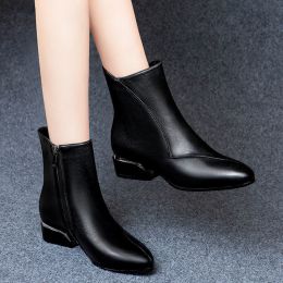 New Buckle Winter Motorcycle Boots Women British Style Ankle Boots Gothic Punk Low Heel ankle Boot Women Shoe Plus Size56gh (Color: Black, size: 39)