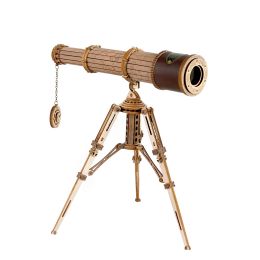 Robotime Rokr 1:1 DIY 314pcs Telescopic Monocular Telescope Wooden Model Building Kits Assembly Toy Gift for Children Adult (Option: Telescope)