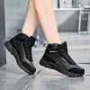 Winter Women Ankle Boots Black Leather Fashion Autumn Warm Fur Motorcycle Non-slip Waterproof Female Platform Boots Shoes