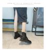 Fashion ladies Ankle Boots For Women Square Buckle Rhinestone Boots Ladies Elastic Flat Motorcycle Bootes Shoes