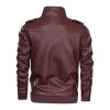 Men's PU Stand Collar Zipper Motorcycle Leather Jacket