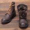 Natural Cow Leather Men Winter Boots Plus Size American Style 8111 Paratrooper Boots Warm Motorcycle boots Ankle Winter Shoes