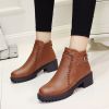 Autumn Boots Women Vintage Leather Ankle Short Casual Botas Non-SlipWestern Boots Cowboy Boots Motorcycle Pour Women 457