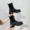 Winter Women Ankle Boots Leather Women Waterproof Female Platform Boots Fashion Chunky Heel Motorcycle Boots Chaussures Femme