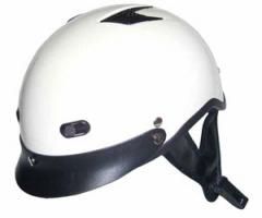 1VW - DOT PEARL WHITE MOTORCYCLE HALF HELMET BEANIE HELMETS (size: large)